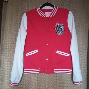 Red Snap Front Bomber Style Sweater